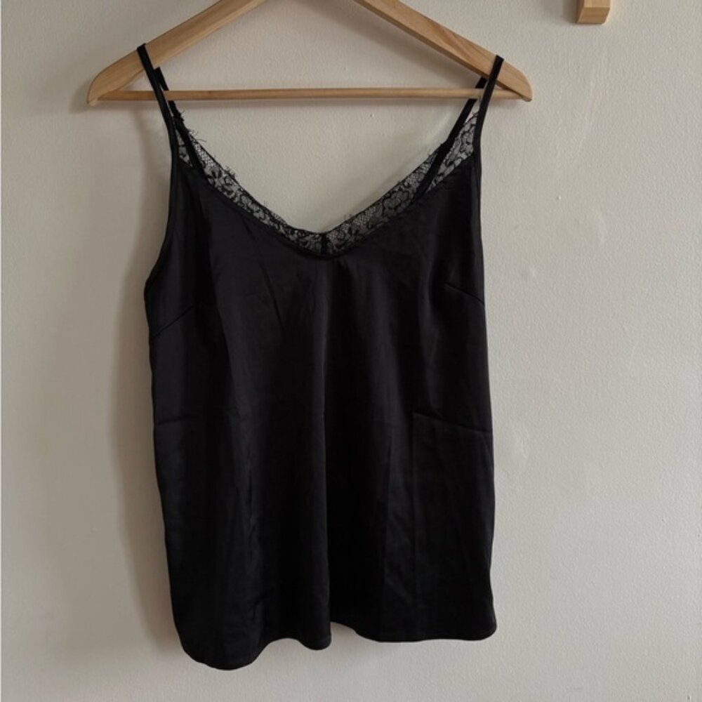 Womance Black Satin & Lace Cami – Size Small